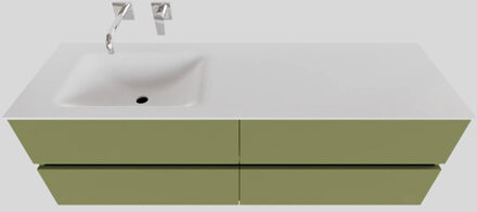 Boss & Wessing Badkamermeubel Solid Surface BWS Oslo 150x46 cm Links Mat Groen 4 Laden (0 kraangaten)