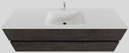 Boss & Wessing Badkamermeubel Solid Surface BWS Oslo 150x46 cm Midden Wood Dark Brown (met 1 kraangat) Houtlook