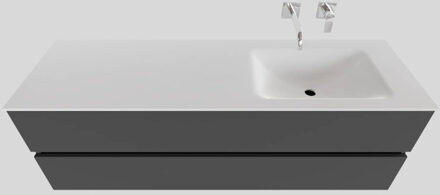 Boss & Wessing Badkamermeubel Solid Surface BWS Oslo 150x46 cm Rechts Mat Antraciet (0 kraangaten)