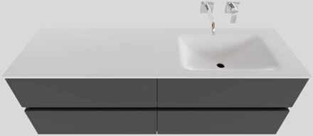Boss & Wessing Badkamermeubel Solid Surface BWS Oslo 150x46 cm Rechts Mat Antraciet 4 Laden (0 kraangaten)