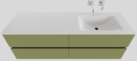 Boss & Wessing Badkamermeubel Solid Surface BWS Oslo 150x46 cm Rechts Mat Groen 4 Laden (0 kraangaten)