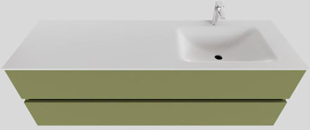 Boss & Wessing Badkamermeubel Solid Surface BWS Oslo 150x46 cm Rechts Mat Groen (met 1 kraangat)