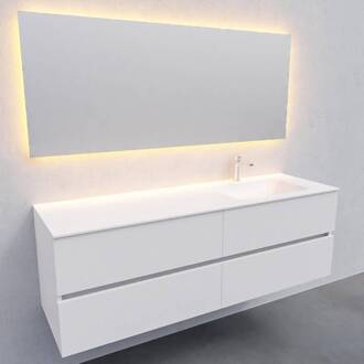 Boss & Wessing Badkamermeubel Solid Surface BWS Oslo 150x46 cm Rechts Mat Wit 4 Laden (met 1 kraangat)