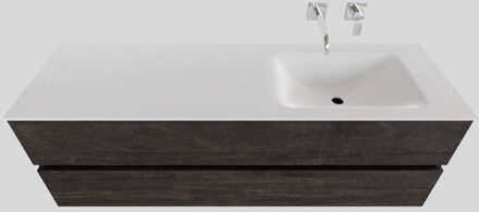 Boss & Wessing Badkamermeubel Solid Surface BWS Oslo 150x46 cm Rechts Wood Dark Brown (0 kraangaten) Houtlook