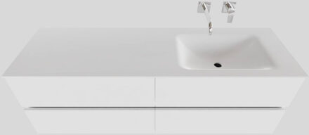 Boss & Wessing Badkamermeubel Solid Surface BWS Oslo 200x46 cm Mat Wit Wasbak Rechts (0 kraangaten, 4 lades)