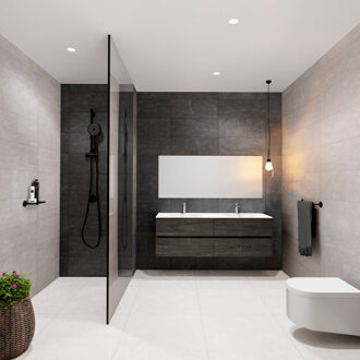 Boss & Wessing Badkamermeubel Solid Surface BWS Oslo 200x46 cm Wood Dark Brown Wasbak Dubbel (2 kraangaten, 4 lades)