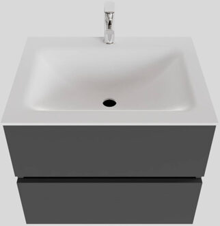 Boss & Wessing Badkamermeubel Solid Surface BWS Oslo 60x46 cm Mat Antraciet (met 1 kraangat)