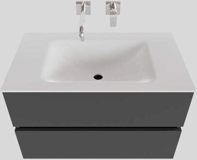 Boss & Wessing Badkamermeubel Solid Surface BWS Oslo 80x46 cm Mat Antraciet (zonder kraangaten)