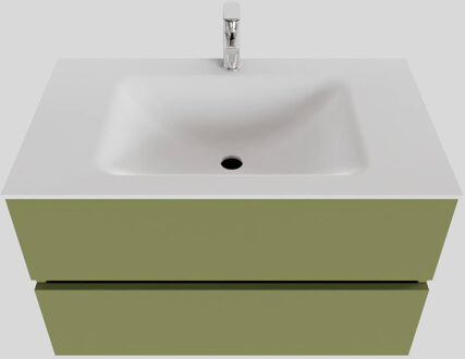 Boss & Wessing Badkamermeubel Solid Surface BWS Oslo 80x46 cm Mat Groen (met 1 kraangat)