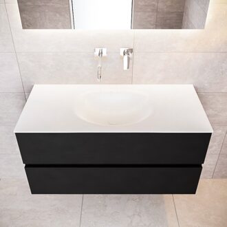 Boss & Wessing Badkamermeubel Solid Surface BWS Stockholm 100x45 cm Mat Zwart Urban Midden (0 kraangaten)