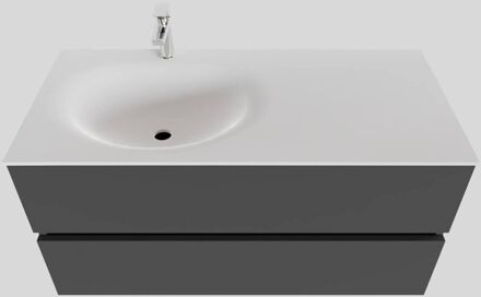 Boss & Wessing Badkamermeubel Solid Surface BWS Stockholm 100x46 cm Links Mat Antraciet (met 1 kraangat)
