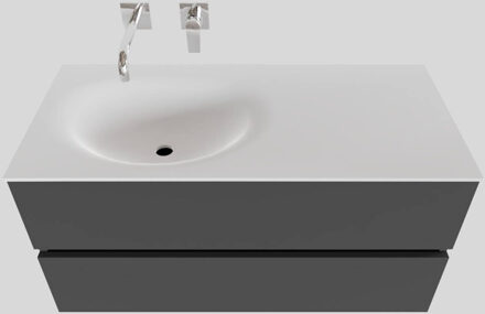 Boss & Wessing Badkamermeubel Solid Surface BWS Stockholm 100x46 cm Links Mat Antraciet (zonder kraangat)