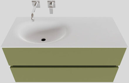 Boss & Wessing Badkamermeubel Solid Surface BWS Stockholm 100x46 cm Links Mat Groen (zonder kraangat)