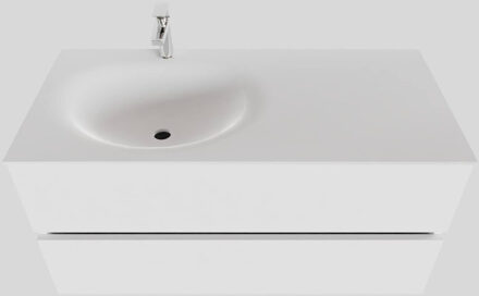 Boss & Wessing Badkamermeubel Solid Surface BWS Stockholm 100x46 cm Links Mat Wit (met 1 kraangat)