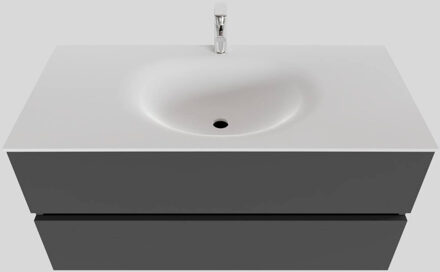 Boss & Wessing Badkamermeubel Solid Surface BWS Stockholm 100x46 cm Midden Mat Antraciet (met 1 kraangat)