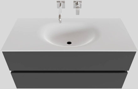 Boss & Wessing Badkamermeubel Solid Surface BWS Stockholm 100x46 cm Midden Mat Antraciet (zonder kraangat)