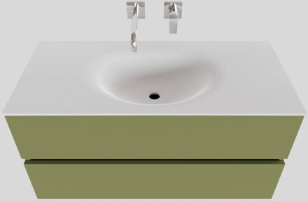 Boss & Wessing Badkamermeubel Solid Surface BWS Stockholm 100x46 cm Midden Mat Groen (zonder kraangat)