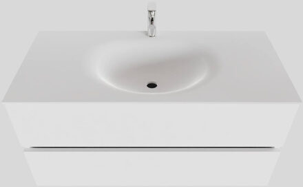 Boss & Wessing Badkamermeubel Solid Surface BWS Stockholm 100x46 cm Midden Mat Wit (met 1 kraangat)