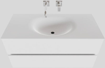 Boss & Wessing Badkamermeubel Solid Surface BWS Stockholm 100x46 cm Midden Mat Wit (zonder kraangat)