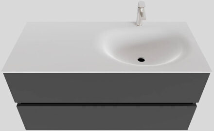 Boss & Wessing Badkamermeubel Solid Surface BWS Stockholm 100x46 cm Rechts Mat Antraciet (met 1 kraangat)