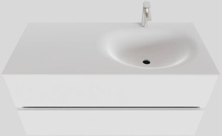Boss & Wessing Badkamermeubel Solid Surface BWS Stockholm 100x46 cm Rechts Mat Wit (met 1 kraangat)