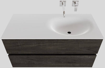 Boss & Wessing Badkamermeubel Solid Surface BWS Stockholm 100x46 cm Rechts Wood Dark Brown (0 kraangaten) Houtlook