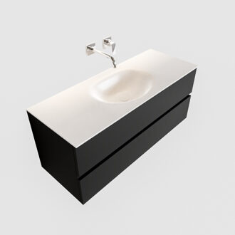 Boss & Wessing Badkamermeubel Solid Surface BWS Stockholm 120x45 cm Mat Zwart Urban Midden (0 kraangaten)