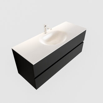 Boss & Wessing Badkamermeubel Solid Surface BWS Stockholm 120x45 cm Mat Zwart Urban Midden (1 kraangat)