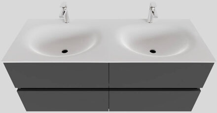 Boss & Wessing Badkamermeubel Solid Surface BWS Stockholm 120x46 cm Dubbel Mat Antraciet 4 Laden (met 1 kraangat)