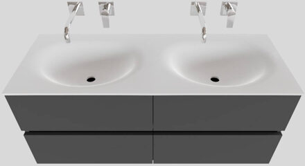 Boss & Wessing Badkamermeubel Solid Surface BWS Stockholm 120x46 cm Dubbel Mat Antraciet 4 Laden (zonder kraangaten)