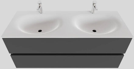 Boss & Wessing Badkamermeubel Solid Surface BWS Stockholm 120x46 cm Dubbel Mat Antraciet (met 2 kraangaten)