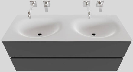 Boss & Wessing Badkamermeubel Solid Surface BWS Stockholm 120x46 cm Dubbel Mat Antraciet (zonder kraangaten)