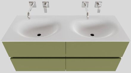 Boss & Wessing Badkamermeubel Solid Surface BWS Stockholm 120x46 cm Dubbel Mat Groen 4 Laden (zonder kraangaten)