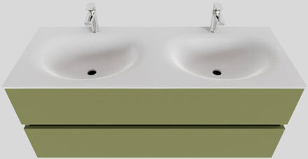 Boss & Wessing Badkamermeubel Solid Surface BWS Stockholm 120x46 cm Dubbel Mat Groen (met 2 kraangaten)