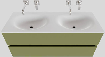 Boss & Wessing Badkamermeubel Solid Surface BWS Stockholm 120x46 cm Dubbel Mat Groen (zonder kraangaten)