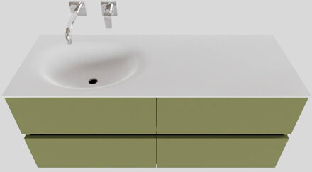 Boss & Wessing Badkamermeubel Solid Surface BWS Stockholm 120x46 cm Links Mat Groen 4 Laden (zonder kraangaten)