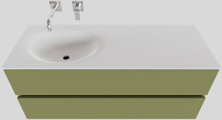 Boss & Wessing Badkamermeubel Solid Surface BWS Stockholm 120x46 cm Links Mat Groen (zonder kraangat)