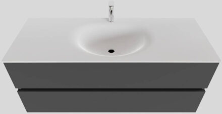 Boss & Wessing Badkamermeubel Solid Surface BWS Stockholm 120x46 cm Midden Mat Antraciet (met 1 kraangat)