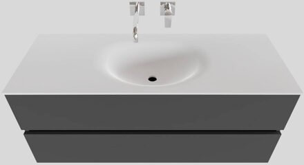 Boss & Wessing Badkamermeubel Solid Surface BWS Stockholm 120x46 cm Midden Mat Antraciet (zonder kraangat)