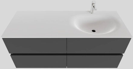 Boss & Wessing Badkamermeubel Solid Surface BWS Stockholm 120x46 cm Rechts Mat Antraciet 4 Laden (met 1 kraangat)