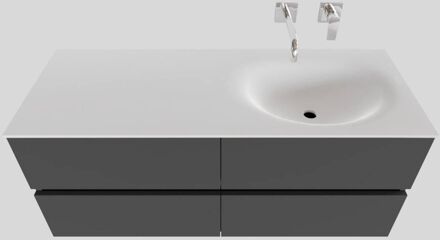 Boss & Wessing Badkamermeubel Solid Surface BWS Stockholm 120x46 cm Rechts Mat Antraciet 4 Laden (zonder kraangaten)
