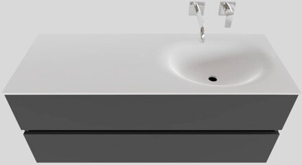 Boss & Wessing Badkamermeubel Solid Surface BWS Stockholm 120x46 cm Rechts Mat Antraciet (zonder kraangat)
