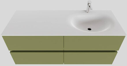 Boss & Wessing Badkamermeubel Solid Surface BWS Stockholm 120x46 cm Rechts Mat Groen 4 Laden (met 1 kraangat)