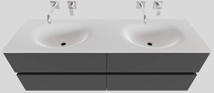 Boss & Wessing Badkamermeubel Solid Surface BWS Stockholm 150x46 cm Dubbel Mat Antraciet 4 Laden (zonder kraangaten)