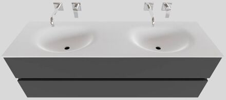Boss & Wessing Badkamermeubel Solid Surface BWS Stockholm 150x46 cm Dubbel Mat Antraciet (zonder kraangaten)