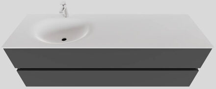 Boss & Wessing Badkamermeubel Solid Surface BWS Stockholm 150x46 cm Links Mat Antraciet (met 1 kraangat)