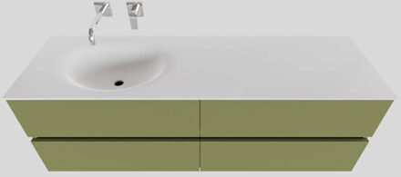 Boss & Wessing Badkamermeubel Solid Surface BWS Stockholm 150x46 cm Links Mat Groen 4 Laden (zonder kraangaten)