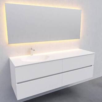 Boss & Wessing Badkamermeubel Solid Surface BWS Stockholm 150x46 cm Links Mat Wit 4 Laden (met 1 kraangat)