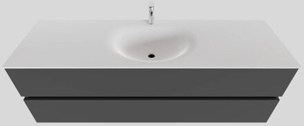 Boss & Wessing Badkamermeubel Solid Surface BWS Stockholm 150x46 cm Midden Mat Antraciet (met 1 kraangat)