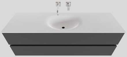 Boss & Wessing Badkamermeubel Solid Surface BWS Stockholm 150x46 cm Midden Mat Antraciet (zonder kraangat)